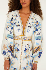 Off-White Mystic Blue Lotus Dreamscape Lenzing™ Ecovero™ Euroflex Maxi Dress