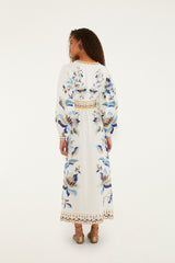 Off-White Mystic Blue Lotus Dreamscape Lenzing™ Ecovero™ Euroflex Maxi Dress