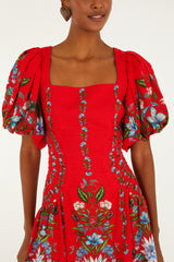 Red Sweet Bloom Bouquet Lenzing™ Ecovero™ Euroflex Mini Dress
