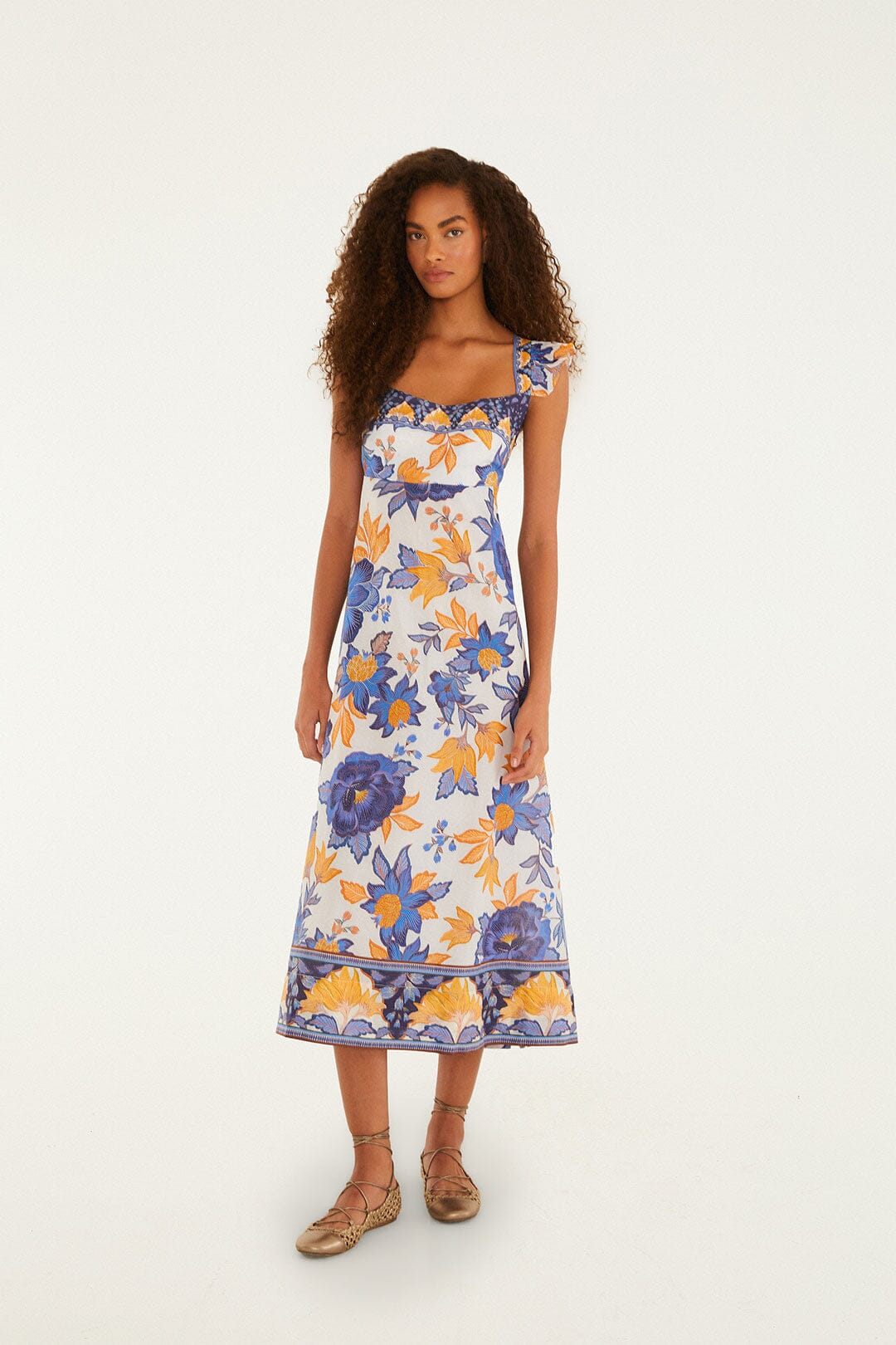 Off-White Summer Flowers Maxi Dress
