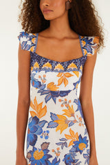 Off-White Summer Flowers Maxi Dress
