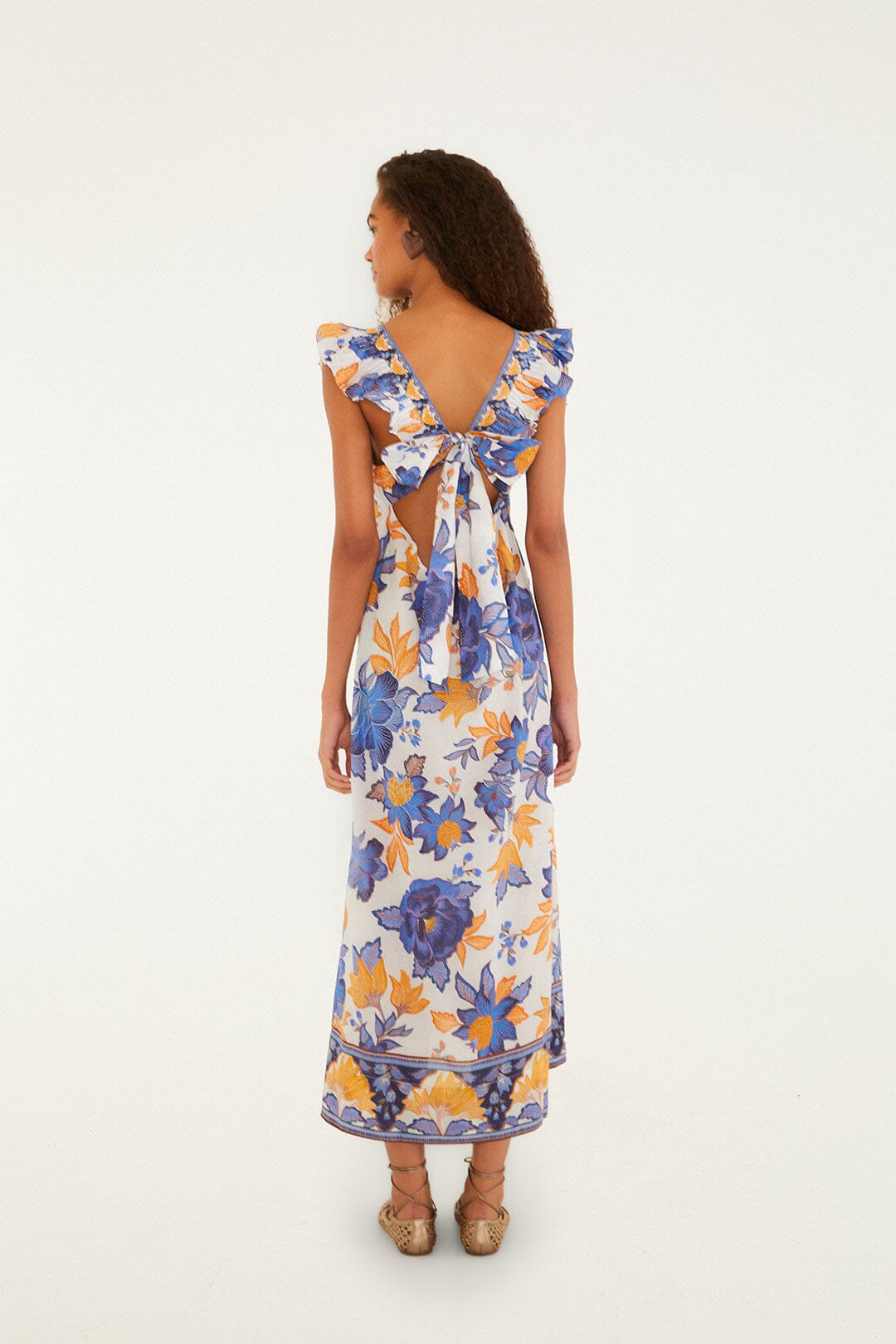 Off-White Summer Flowers Maxi Dress