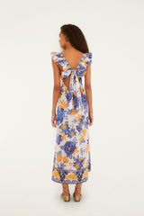 Off-White Summer Flowers Maxi Dress
