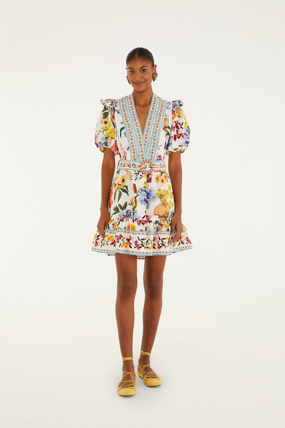 Off-White Greek Garden Organic Cotton Mini Dress