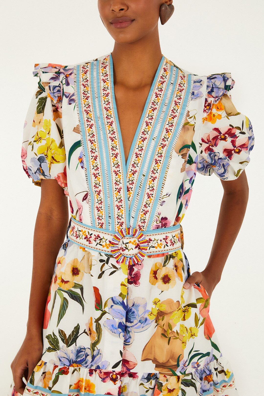 Off-White Greek Garden Organic Cotton Mini Dress