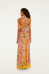 Soft Pink Beauty Scarf Maxi Dress