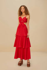 Red Flower LENZING™ ECOVERO™ Euroflax™ Maxi Dress