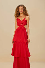 Red Flower LENZING™ ECOVERO™ Euroflax™ Maxi Dress