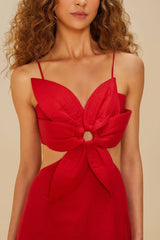 Red Flower LENZING™ ECOVERO™ Euroflax™ Maxi Dress
