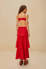 Red Flower LENZING™ ECOVERO™ Euroflax™ Maxi Dress