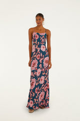 Dark Blue Flower Delicacy Slip Lenzing™ Maxi Dress