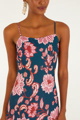 Dark Blue Flower Delicacy Slip Lenzing™ Maxi Dress
