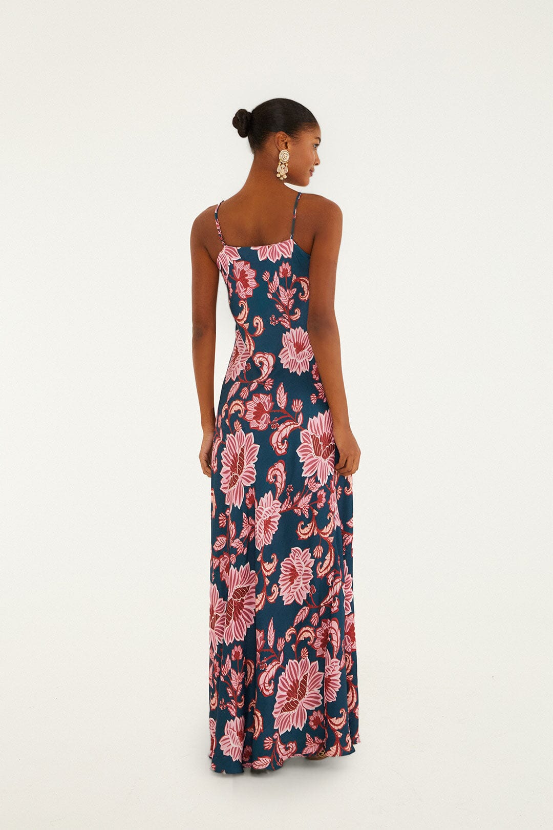 Dark Blue Flower Delicacy Slip Lenzing™ Maxi Dress