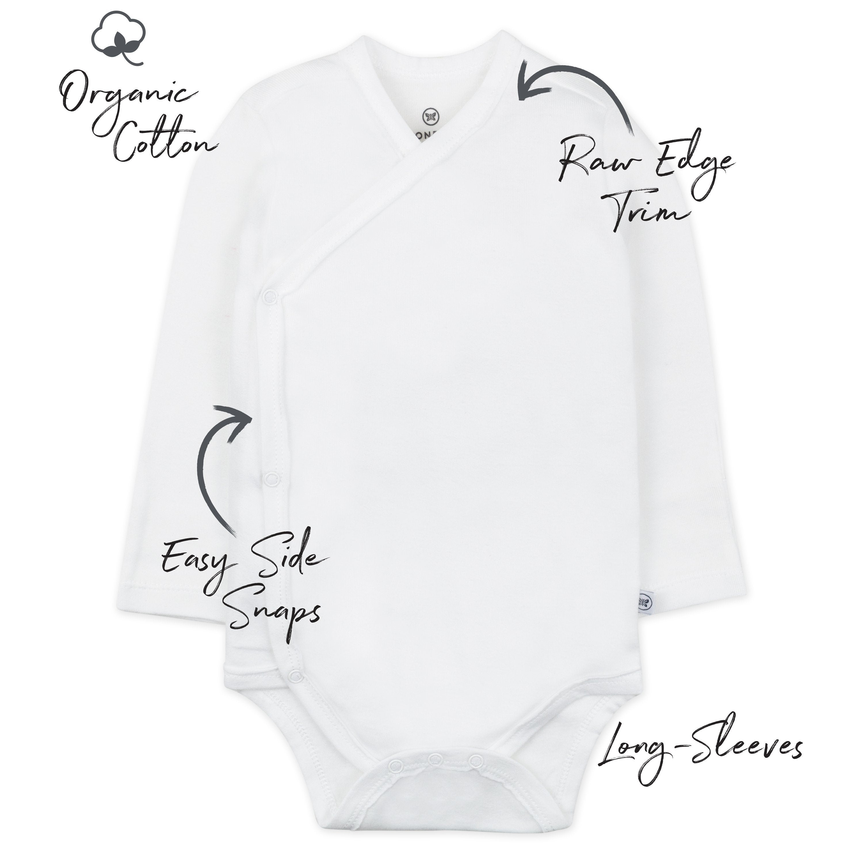 3-Pack Organic Cotton Long Sleeve Side-Snap Bodysuits