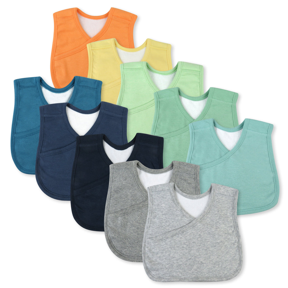 10-Pack Organic Cotton 4 in 1 Reversible Bibs