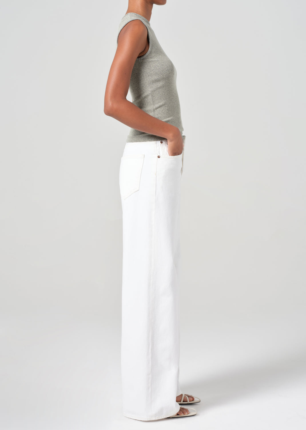 Dame High Rise Wide Leg No Cuff in Milkshake