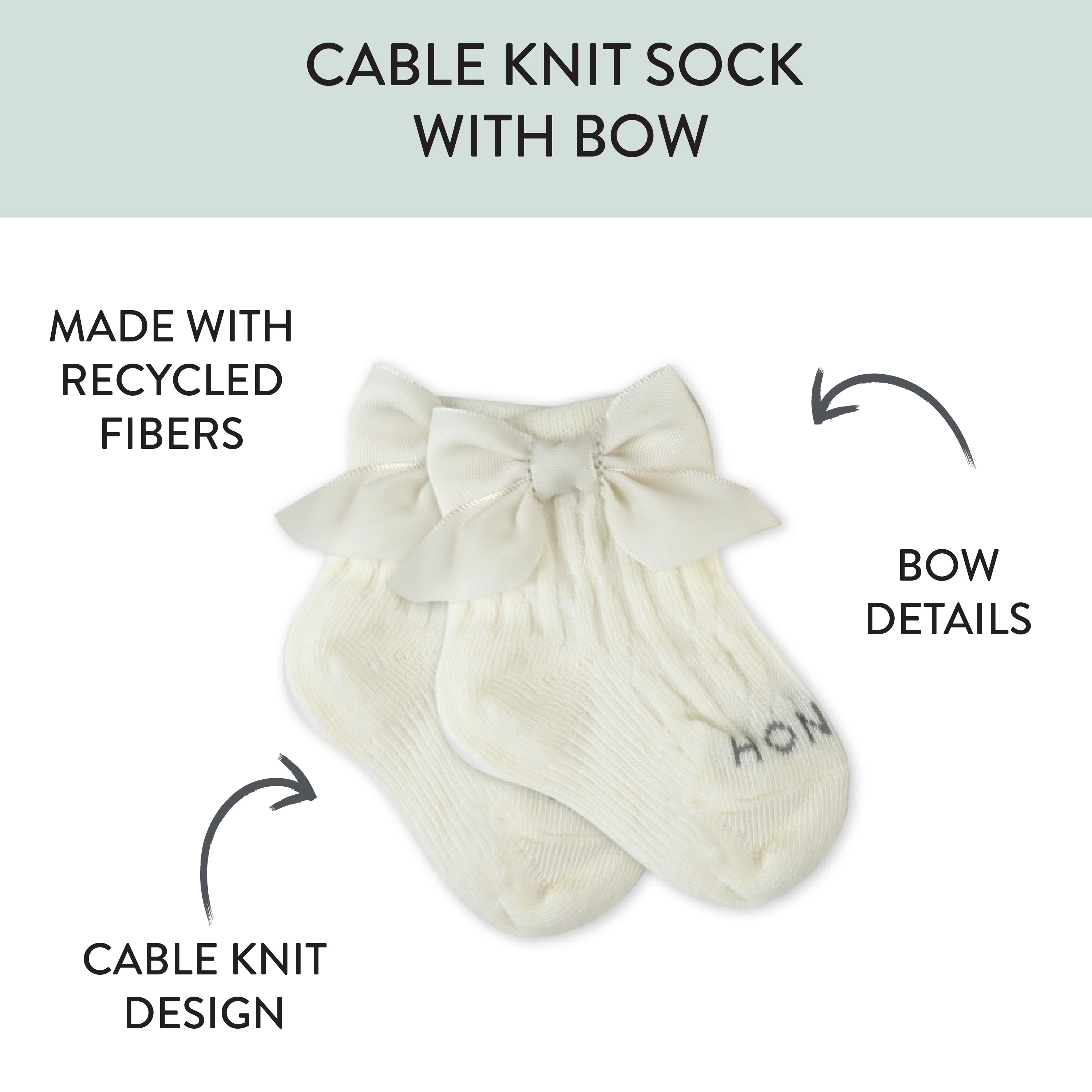 Cable Knit Sock with Bow