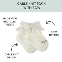 Cable Knit Sock with Bow