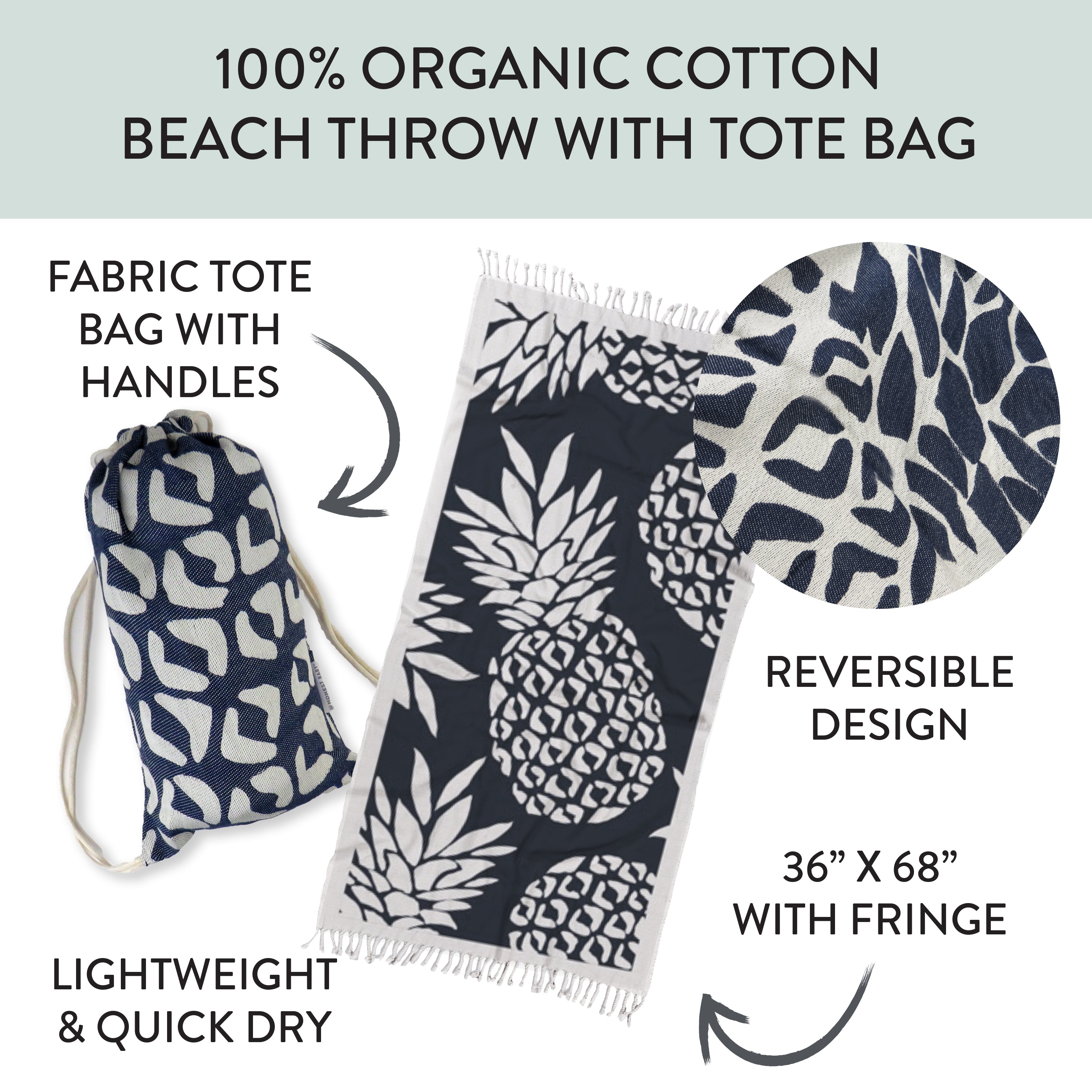 Beach Throw Towel in Tote Bag