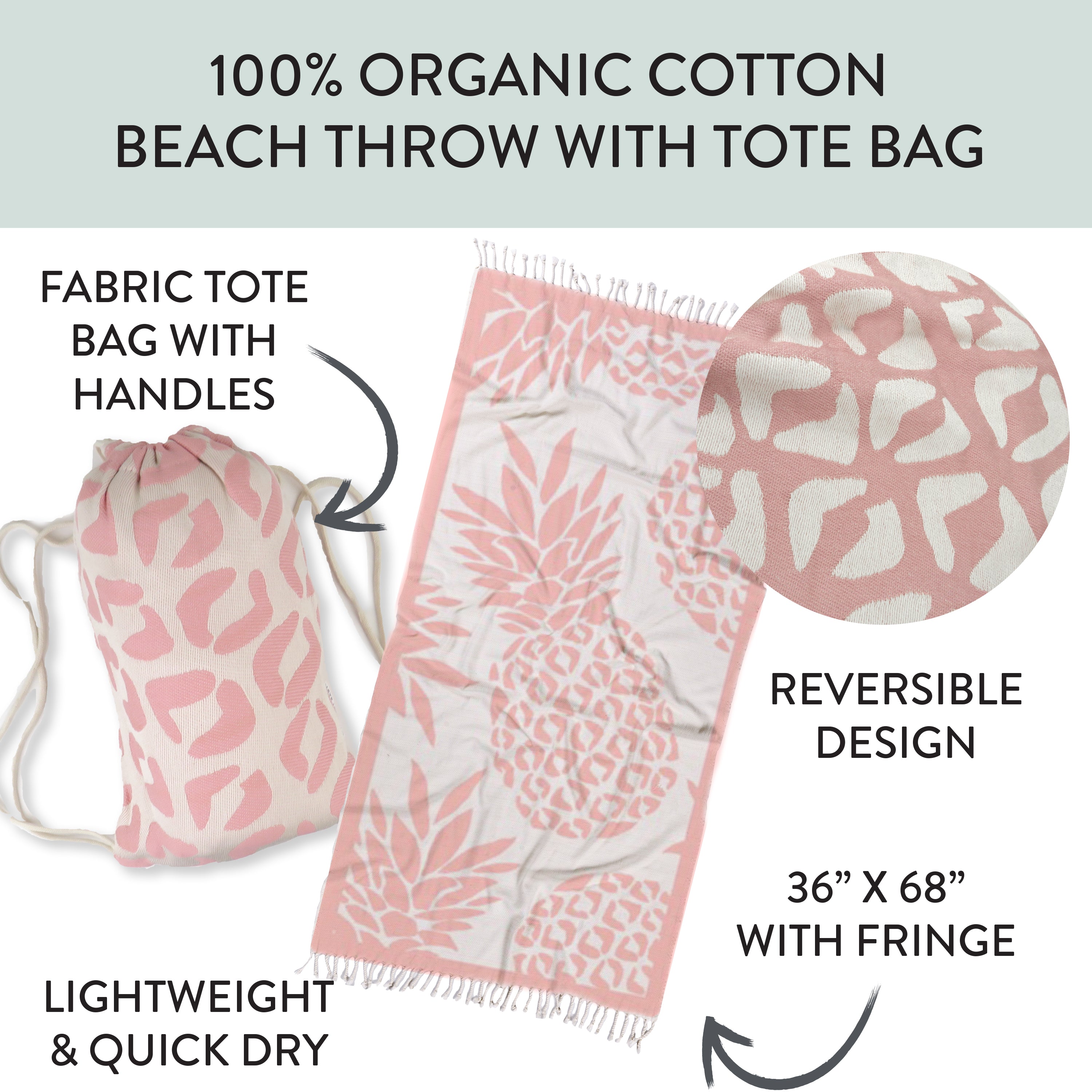 Beach Throw Towel in Tote Bag