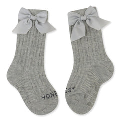 Cable Knit Knee Sock with Bow