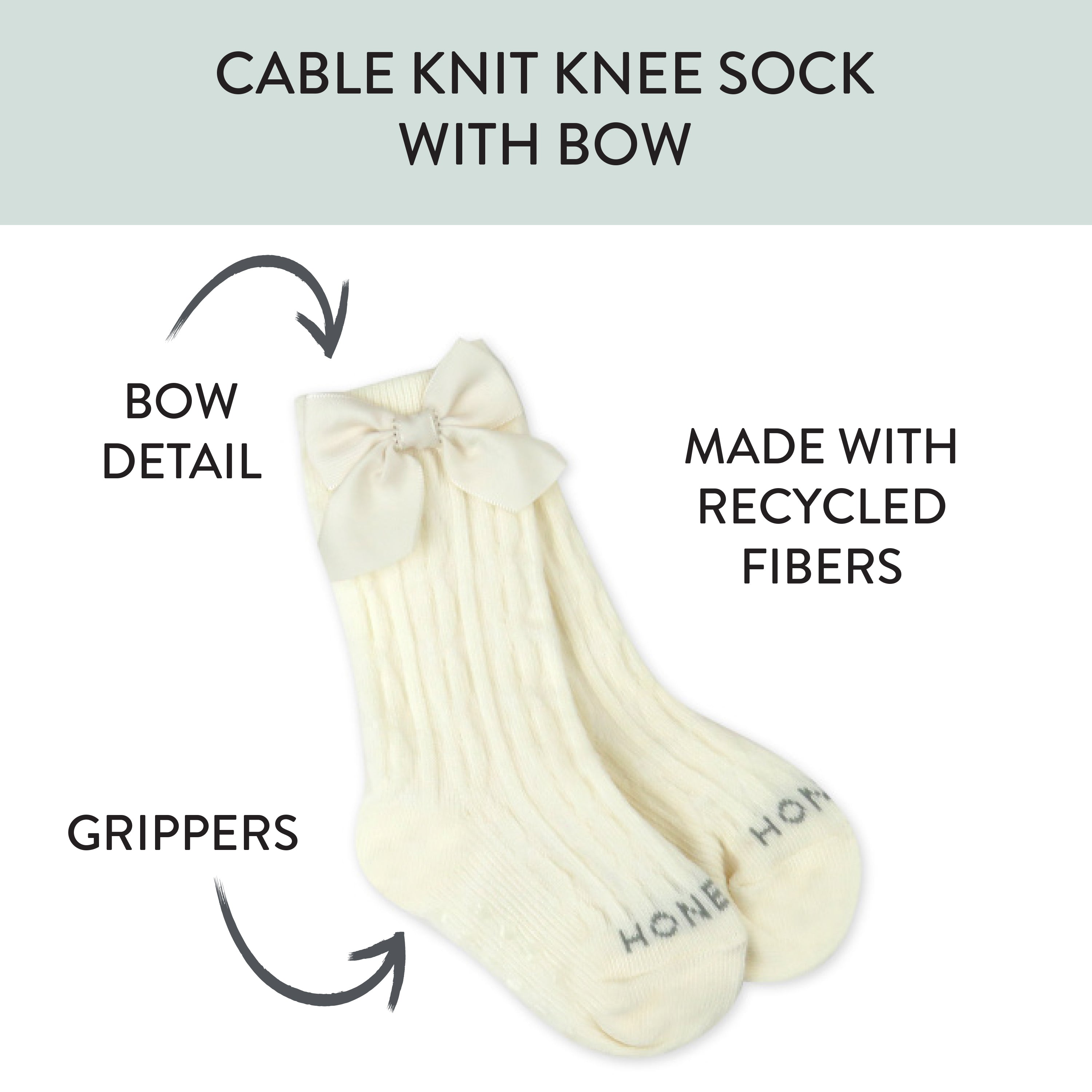 Cable Knit Knee Sock with Bow