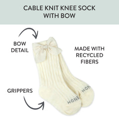 Cable Knit Knee Sock with Bow