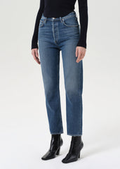 90's Pinch Waist Crop (Comfort Stretch) in Overcast