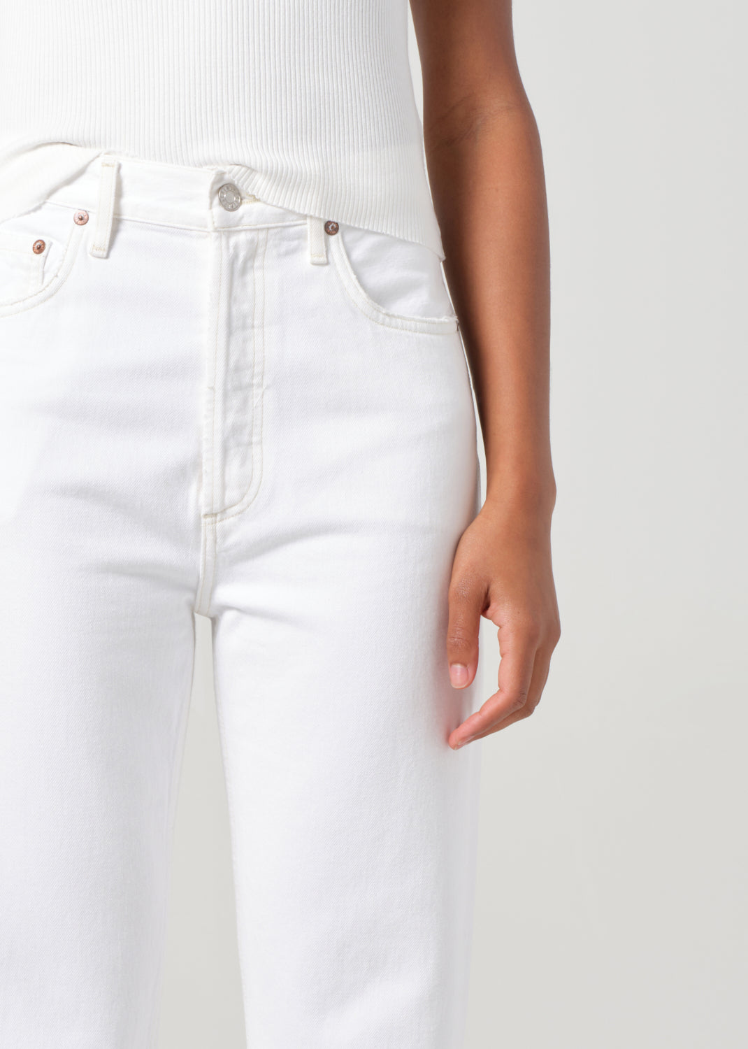 90's Pinch Waist Crop in Marshmallow