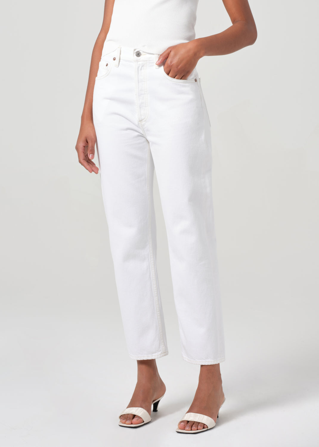 90's Pinch Waist Crop in Marshmallow