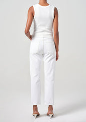 90's Pinch Waist Crop in Marshmallow
