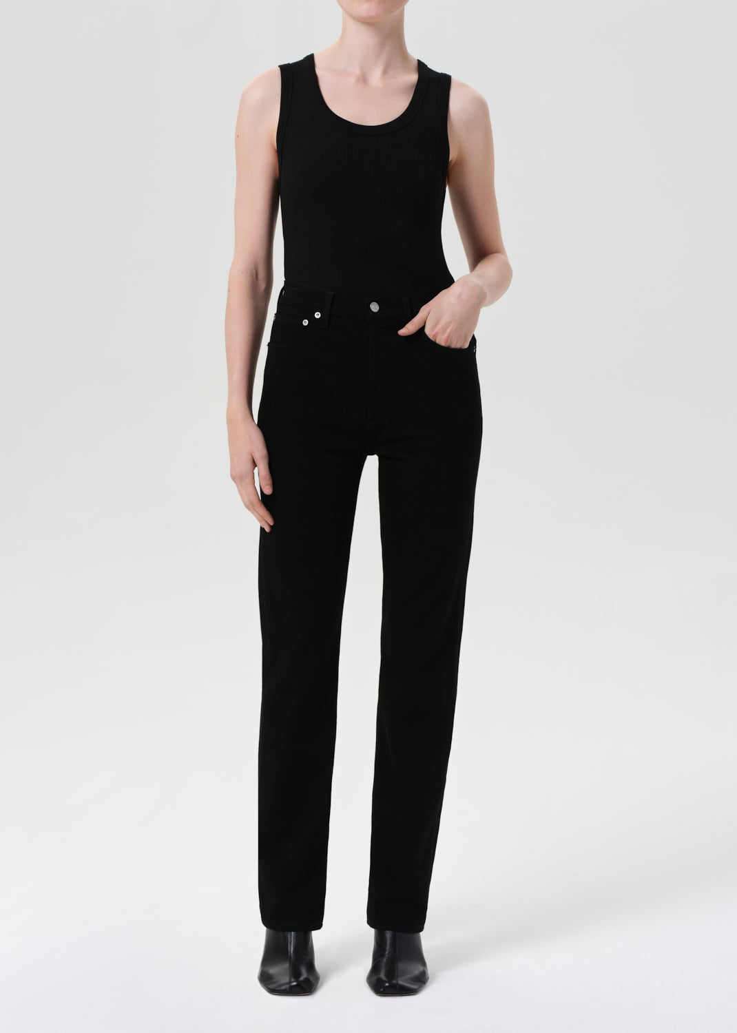 90's Pinch Waist High Rise Straight Long (Comfort Stretch) in Cover