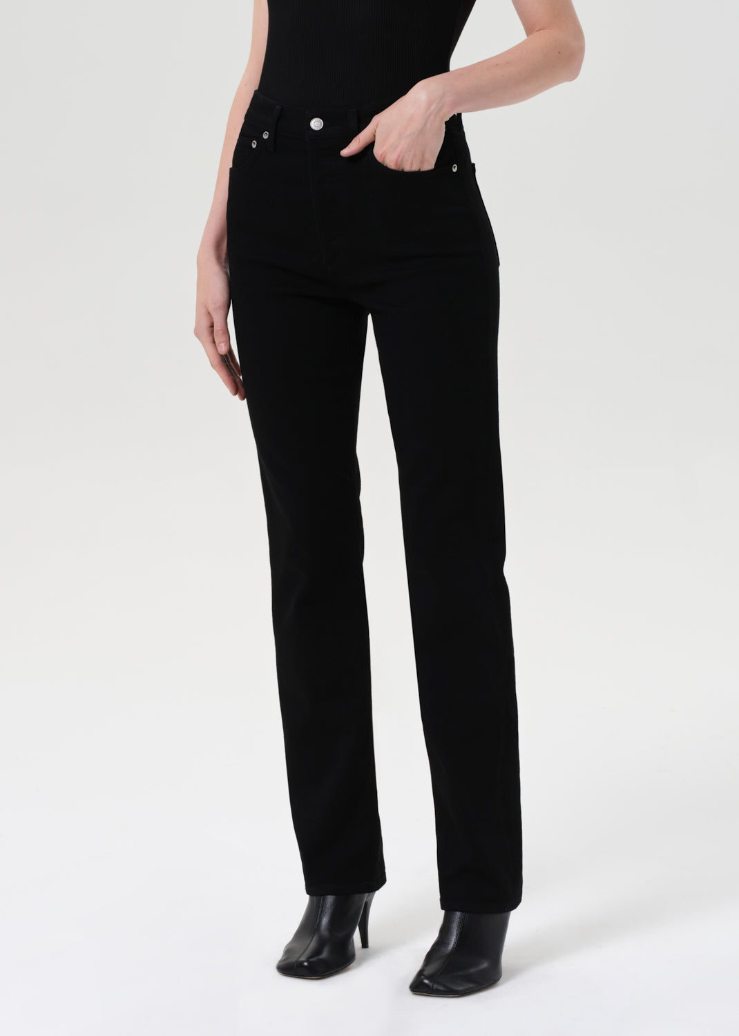 90's Pinch Waist High Rise Straight Long (Comfort Stretch) in Cover