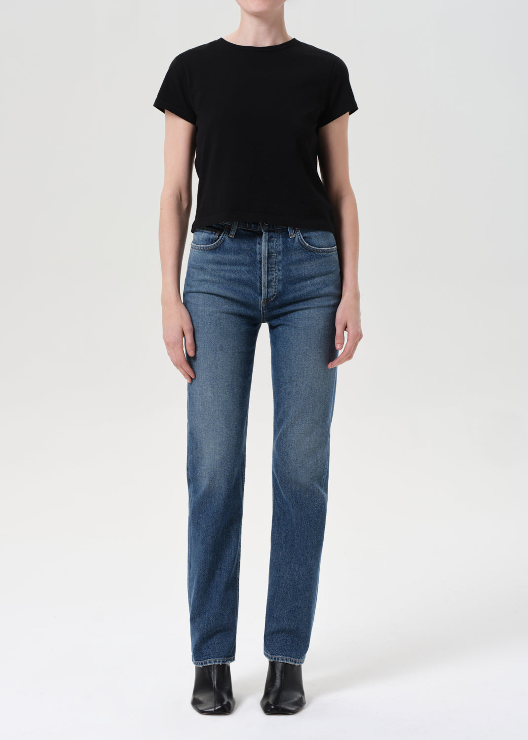 90's Pinch Waist High Rise Straight Long (Comfort Stretch) in Overcast