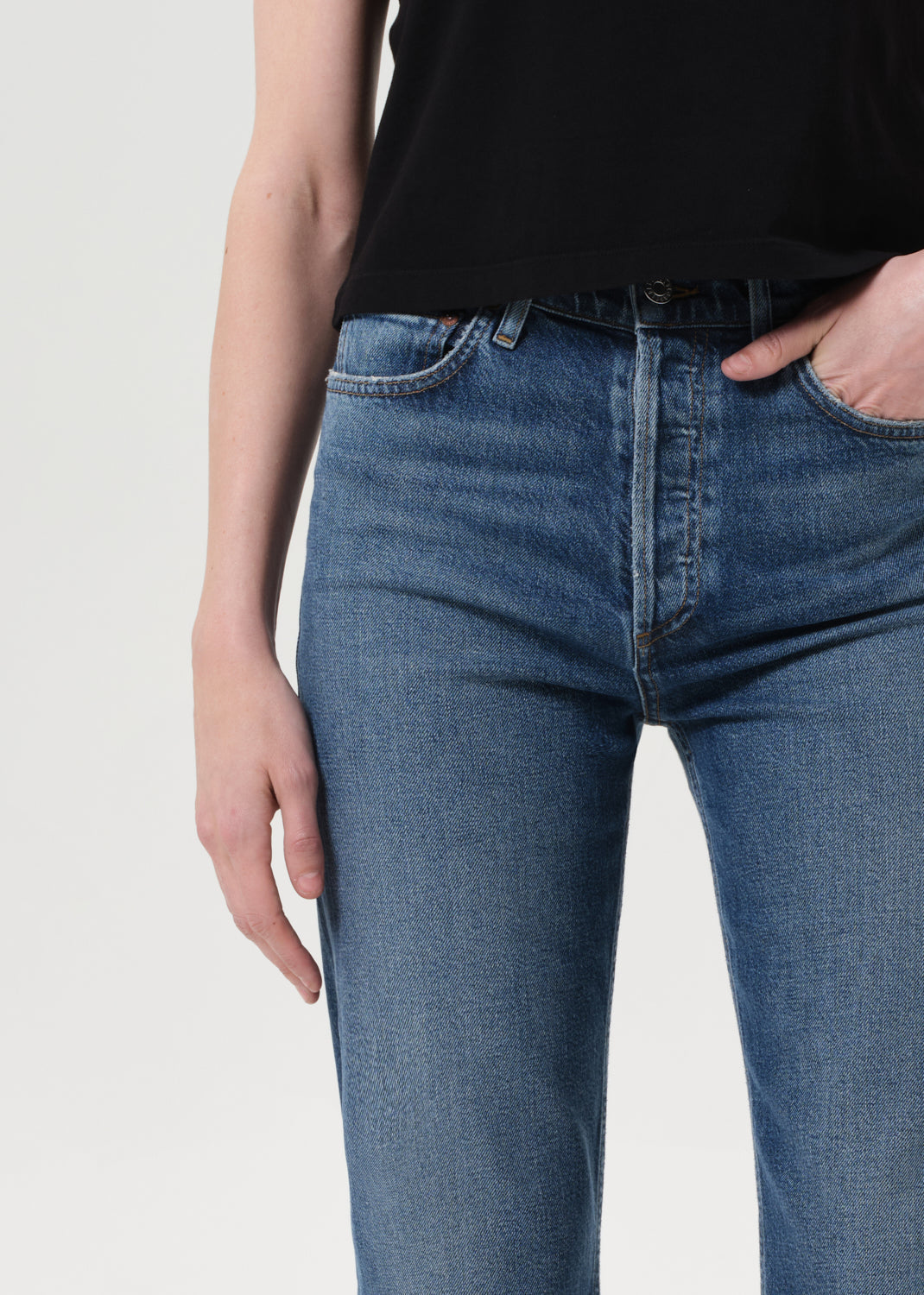 90's Pinch Waist High Rise Straight Long (Comfort Stretch) in Overcast
