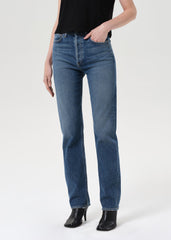 90's Pinch Waist High Rise Straight Long (Comfort Stretch) in Overcast