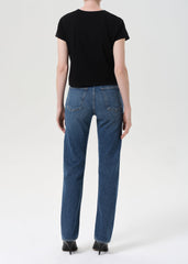 90's Pinch Waist High Rise Straight Long (Comfort Stretch) in Overcast