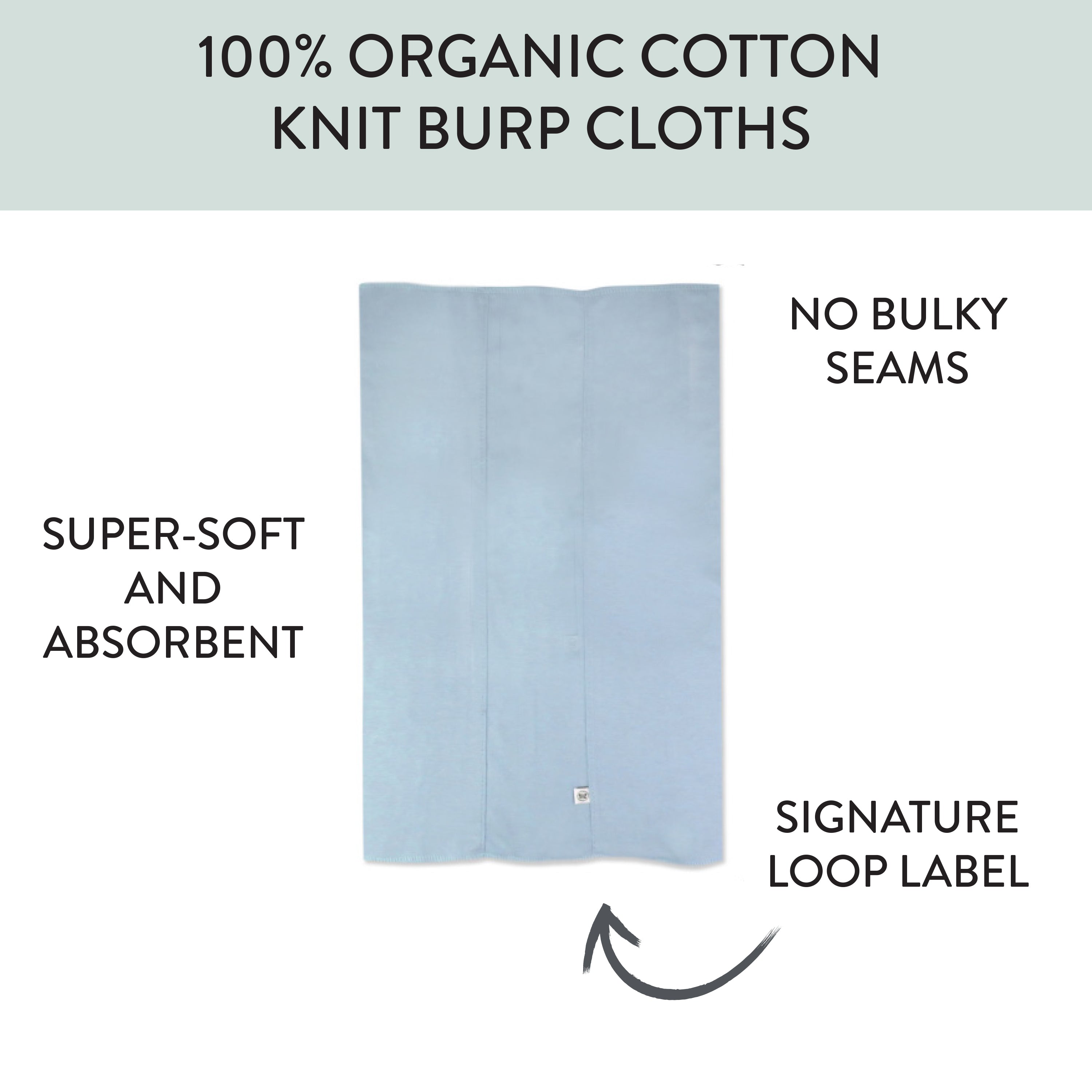 5-Pack Organic Cotton Knit Tri-fold Burp Cloths
