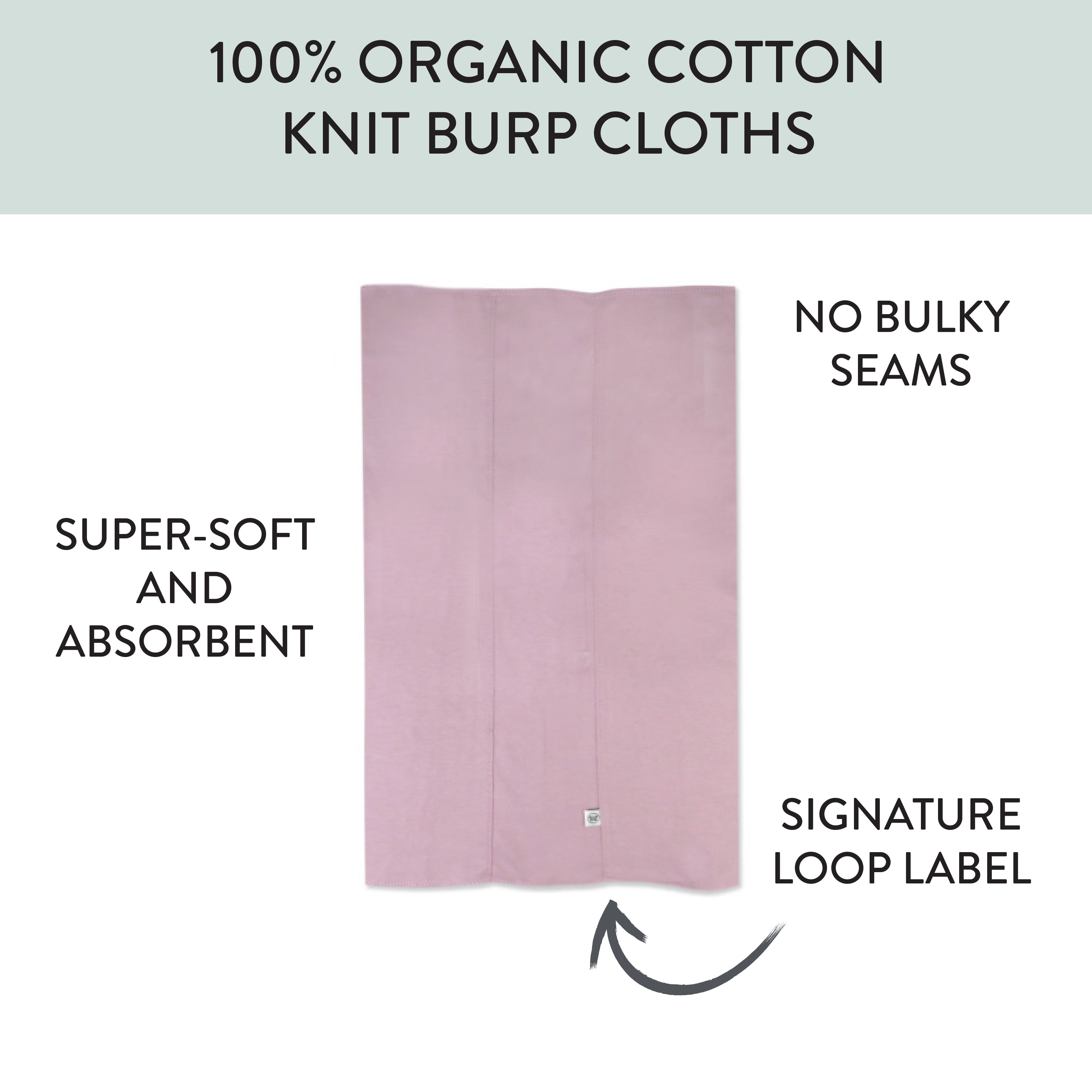 5-Pack Organic Cotton Knit Tri-fold Burp Cloths