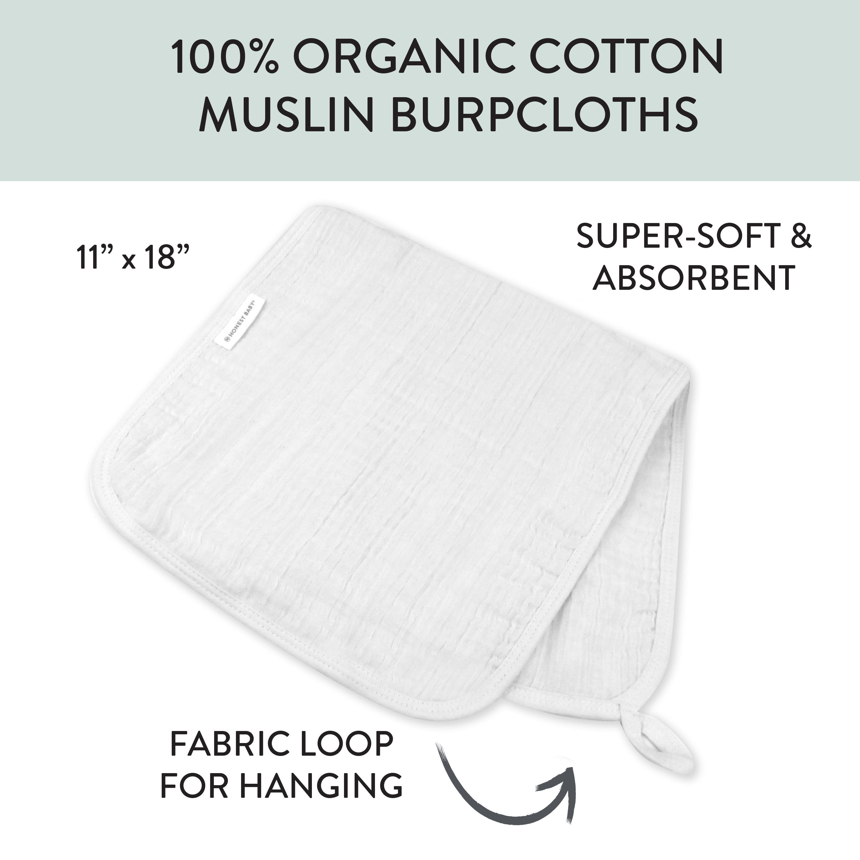 5-Pack Organic Cotton Multi-layer Woven Burp Cloths