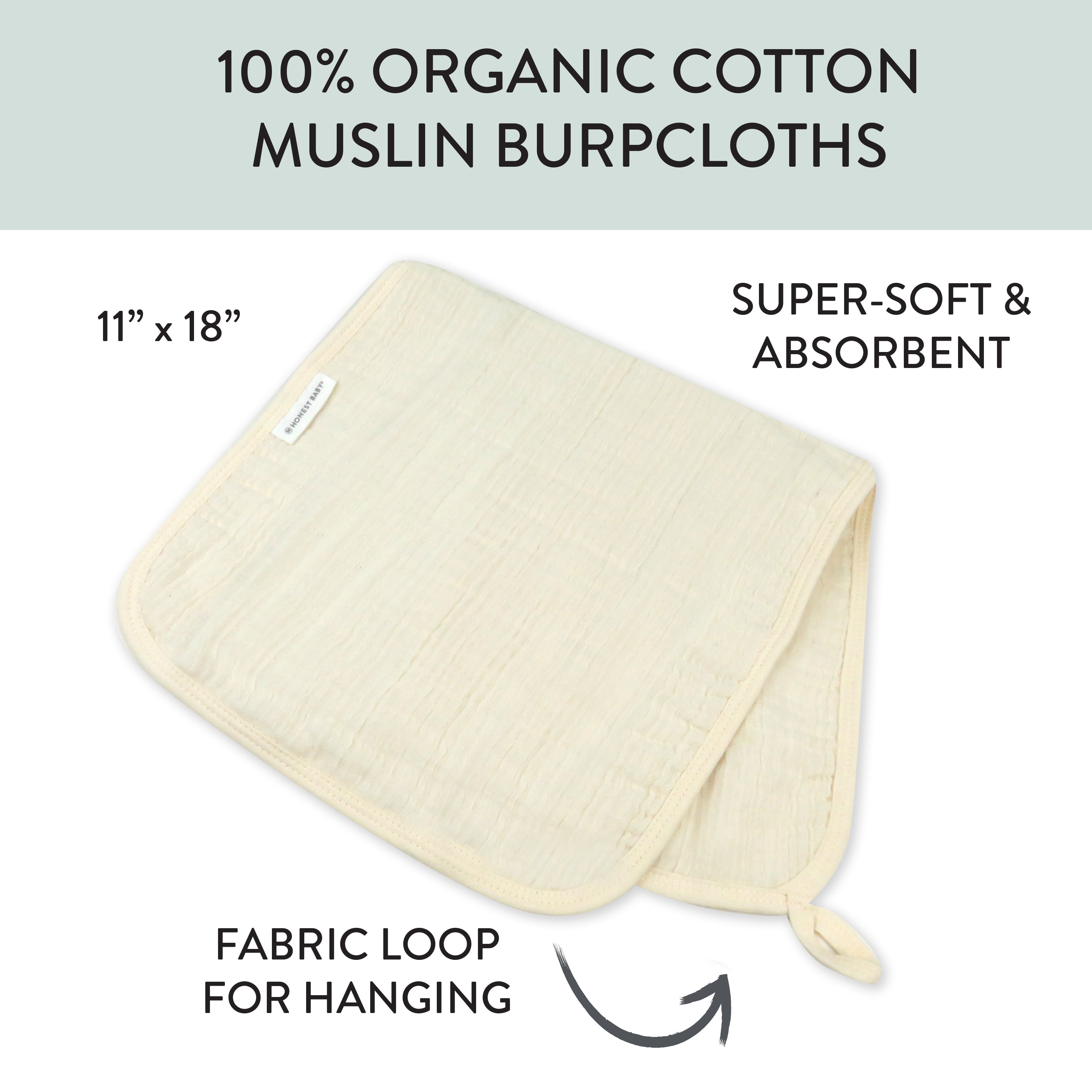 5-Pack Organic Cotton Multi-layer Woven Burp Cloths