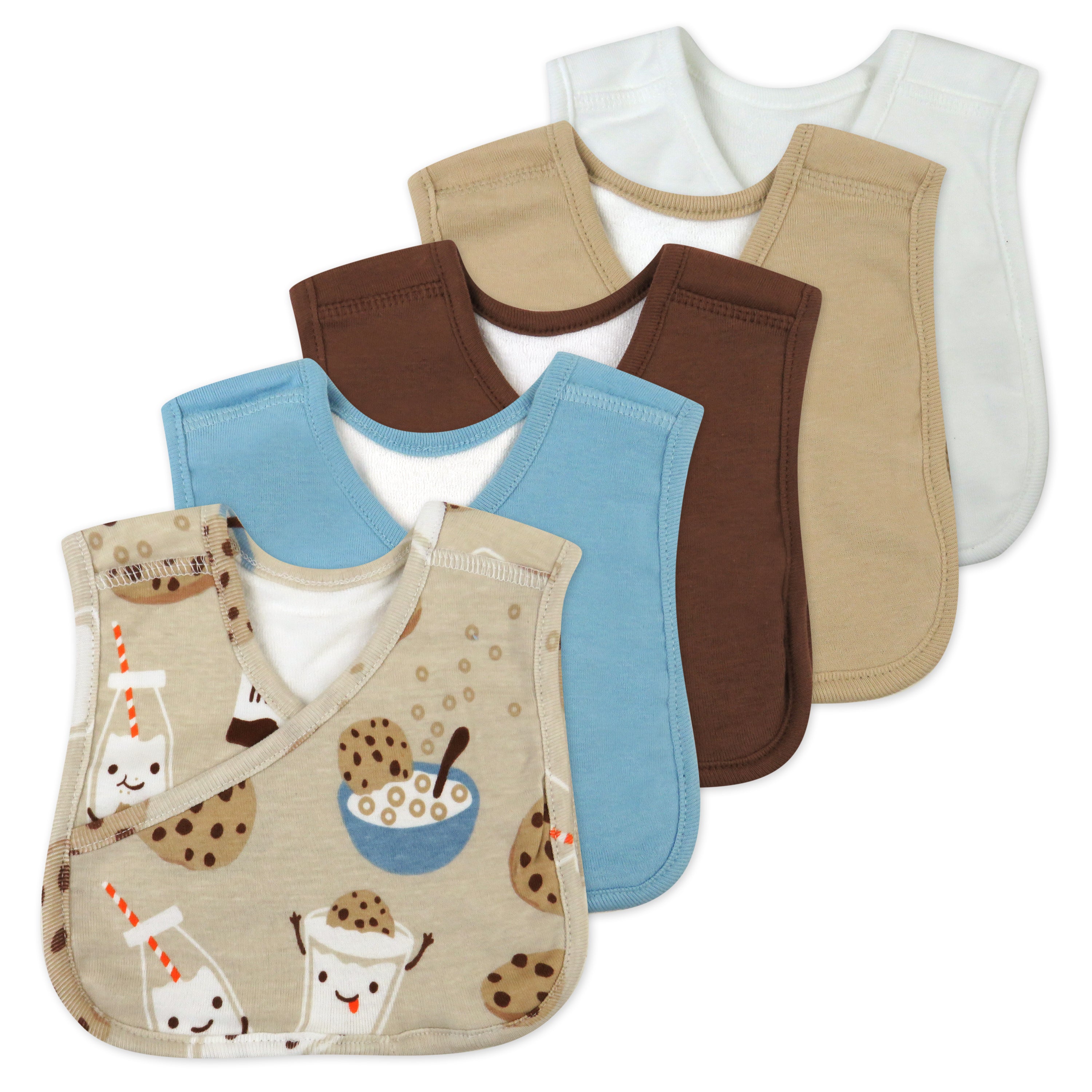 5-Pack Organic Cotton 4 in 1 Reversible Bibs