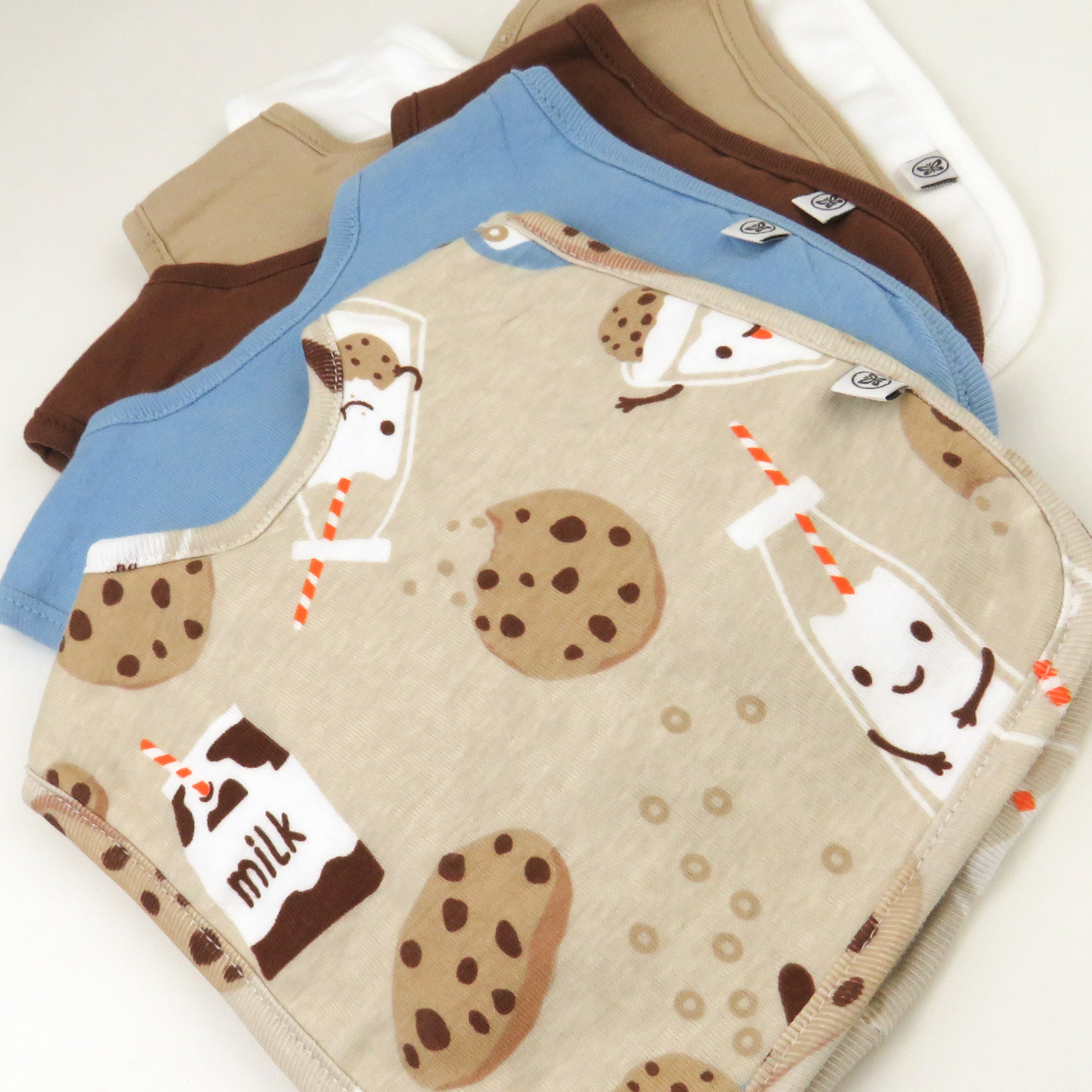 5-Pack Organic Cotton 4 in 1 Reversible Bibs