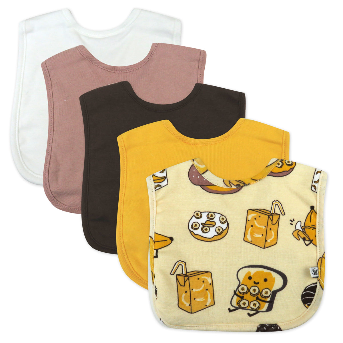 5-Pack Organic Cotton 4 in 1 Reversible Bibs