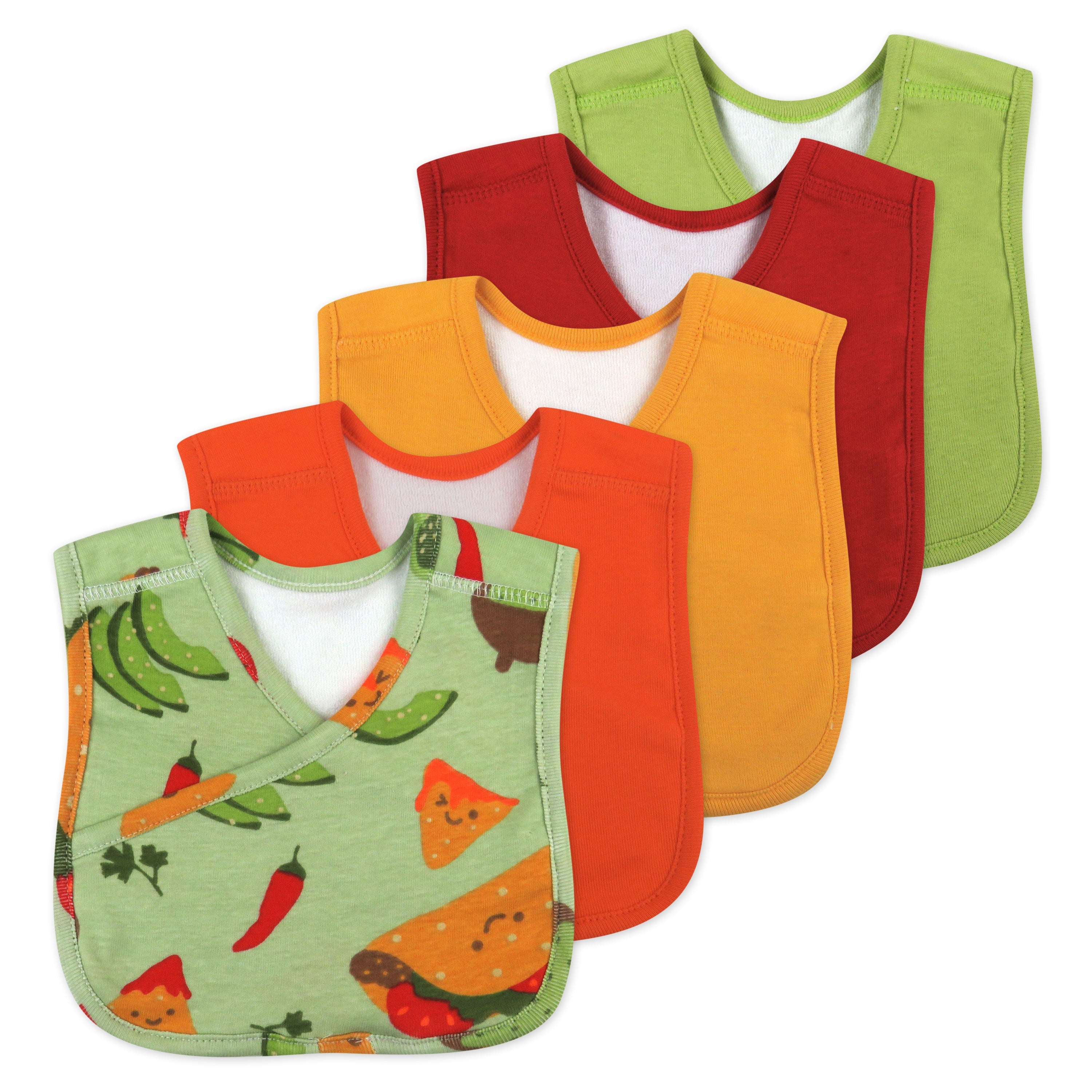 5-Pack Organic Cotton 4 in 1 Reversible Bibs