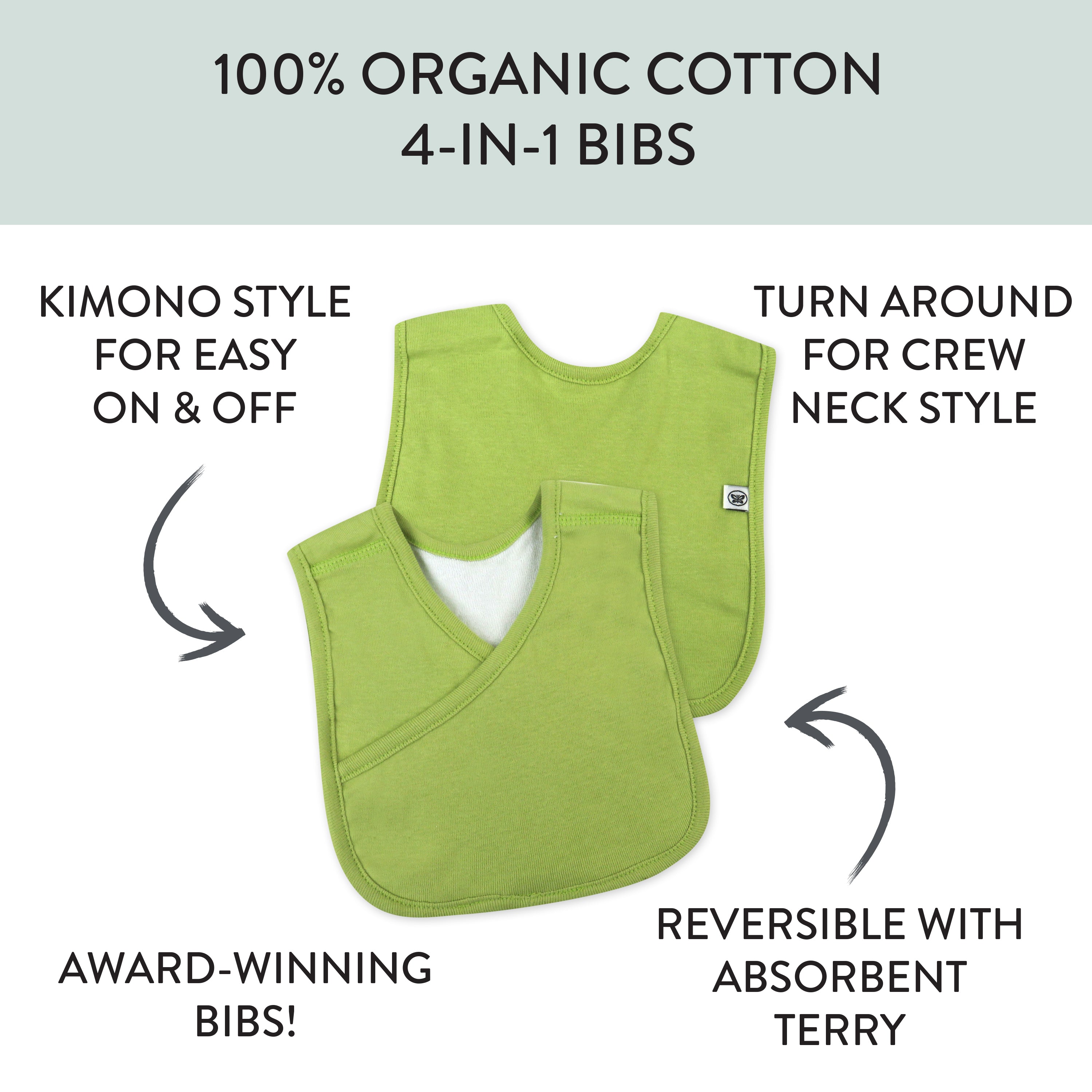 5-Pack Organic Cotton 4 in 1 Reversible Bibs