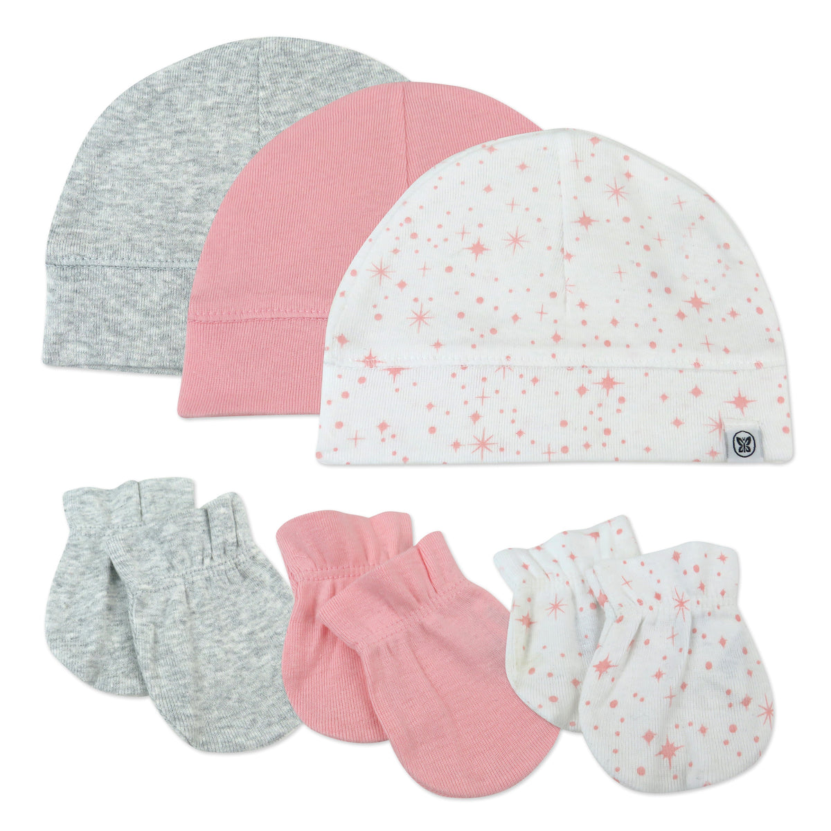 6-Piece Organic Cotton Mitt and Hat Set