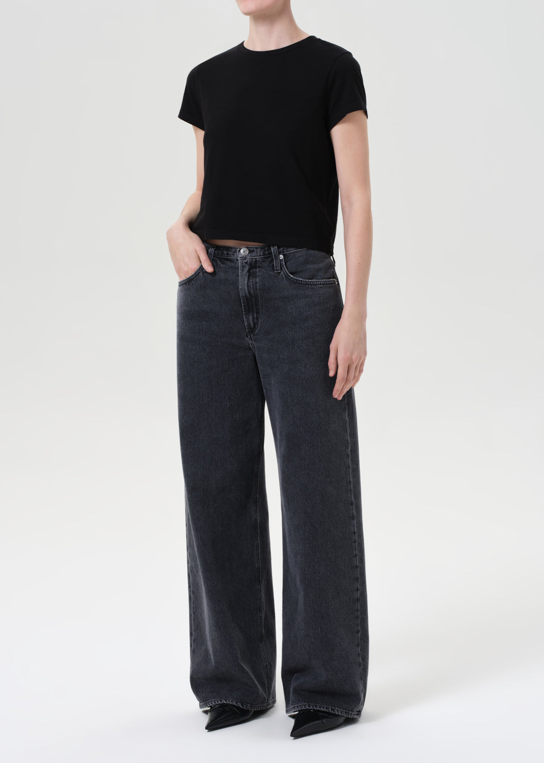 Adine Shrunken Tee in Black