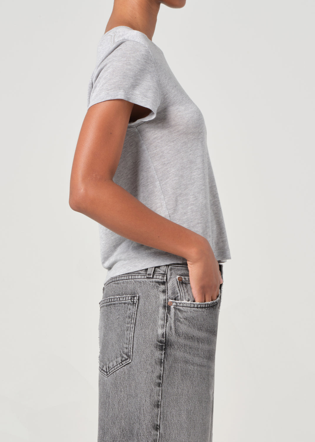 Adine Shrunken Tee in Grey Heather