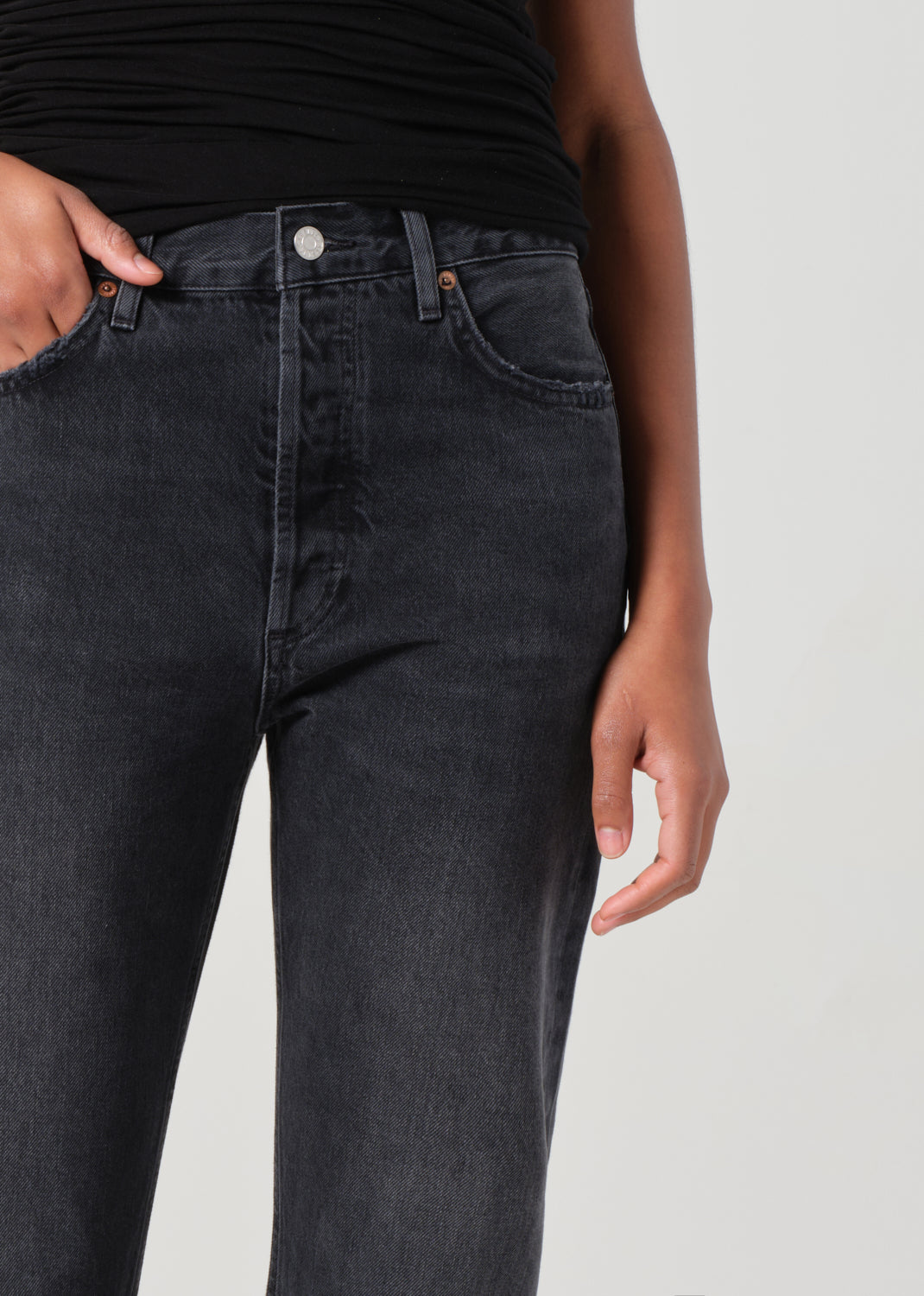 90's Pinch Waist High Rise Straight Long in Hitch